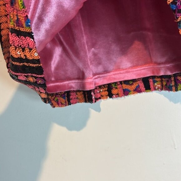 I Madeline Sequin Mini Skirt Sz M Fully Lined Geometric Aztec Design - Picture 4 of 8